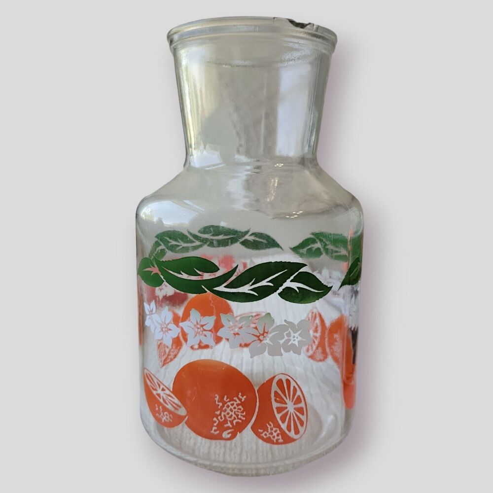 Vintage Glass Orange Juice Carafe Pitcher Jar